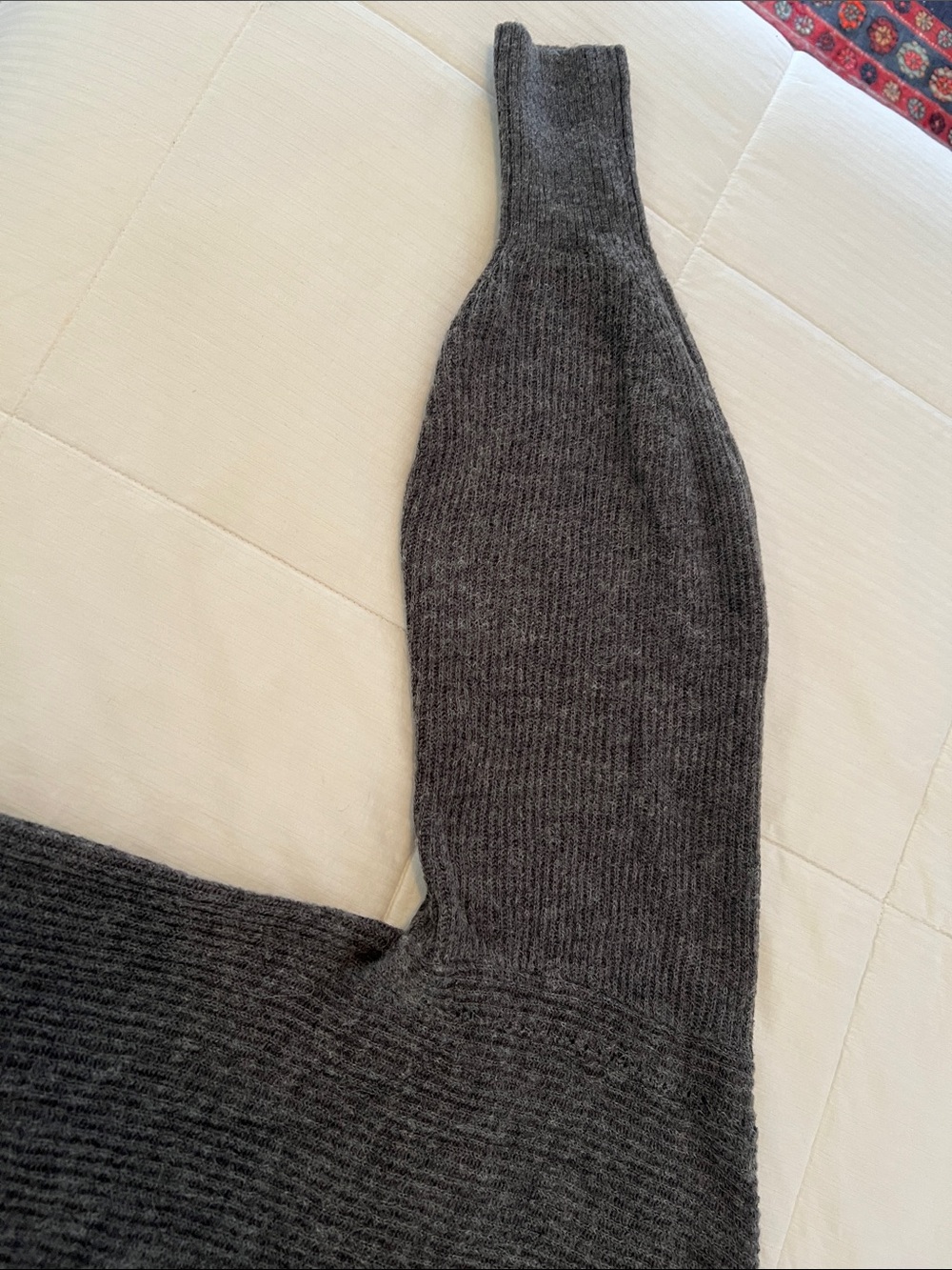 Quince Charcoal Ribbed alpaca bell sleeved Cardigan - Picture 3 of 5